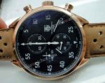 TAG HEUER Carrera Spacex Rose Gold Watch w/ Brown Leather strap